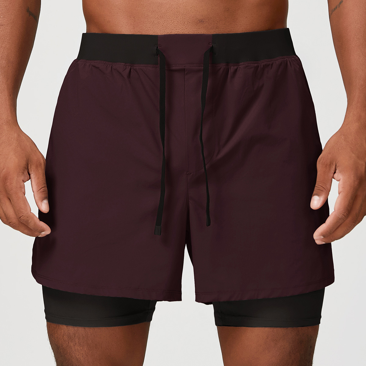 Men’s Quick-Dry Double-Layer Training Shorts with Zipper Pocket DK11602